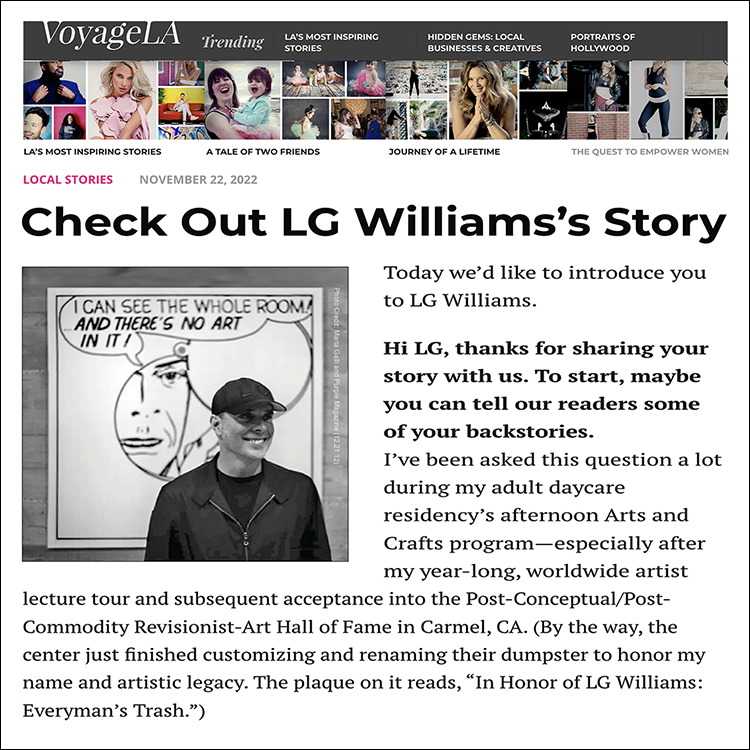 LG Williams Appears In VoyageLA Magazine (Nov '22)